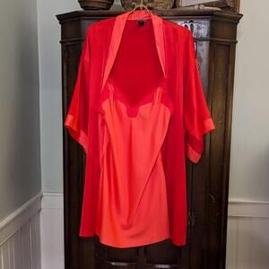 Victoria's Secret Bright Pink Slip Dress and Robe